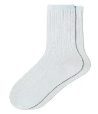 Hue Silk Blend Cable Midi Crew Socks - Cerulean