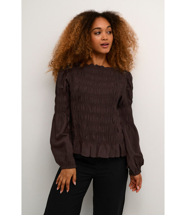 Cream Henva Blouse - Chocolate