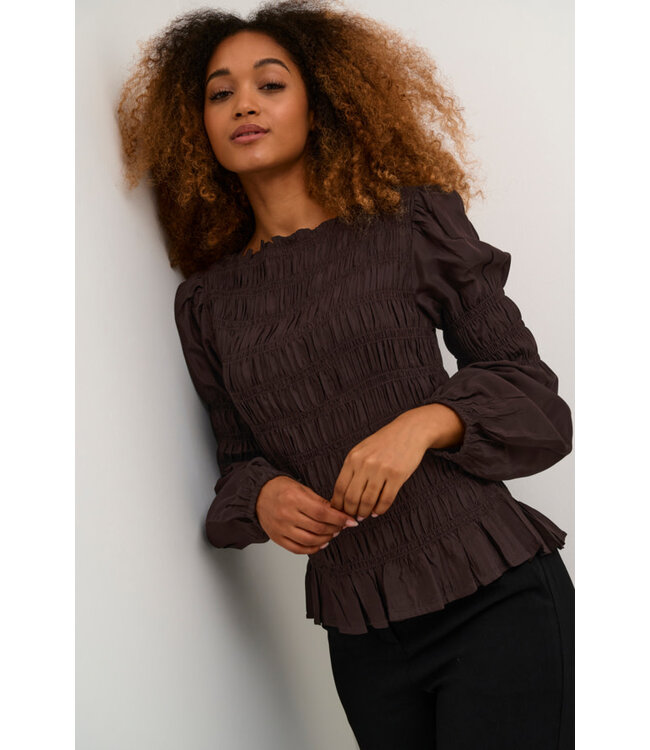 Cream Henva Blouse - Chocolate