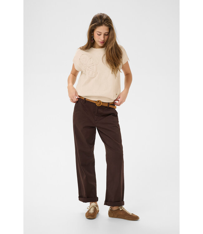 Cream CRDela Knit Slipover - Oat Melange