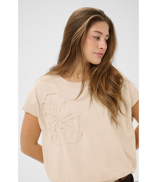Cream CRDela Knit Slipover - Oat Melange
