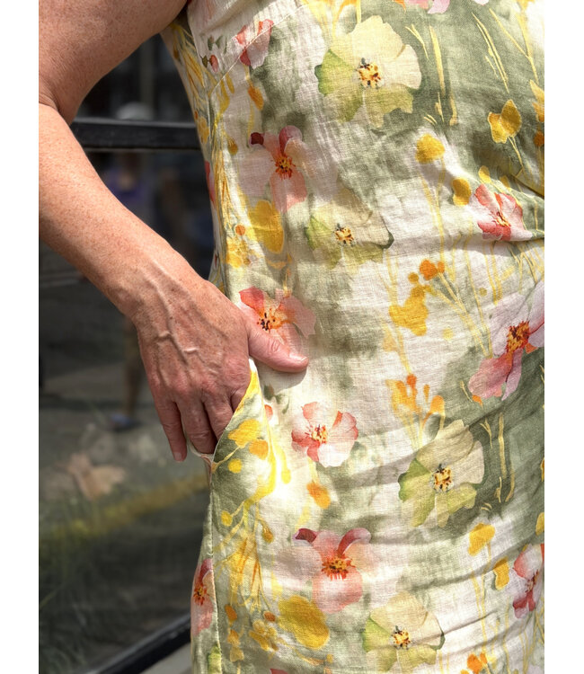 Linen Dress w/ Side Tie - Sage