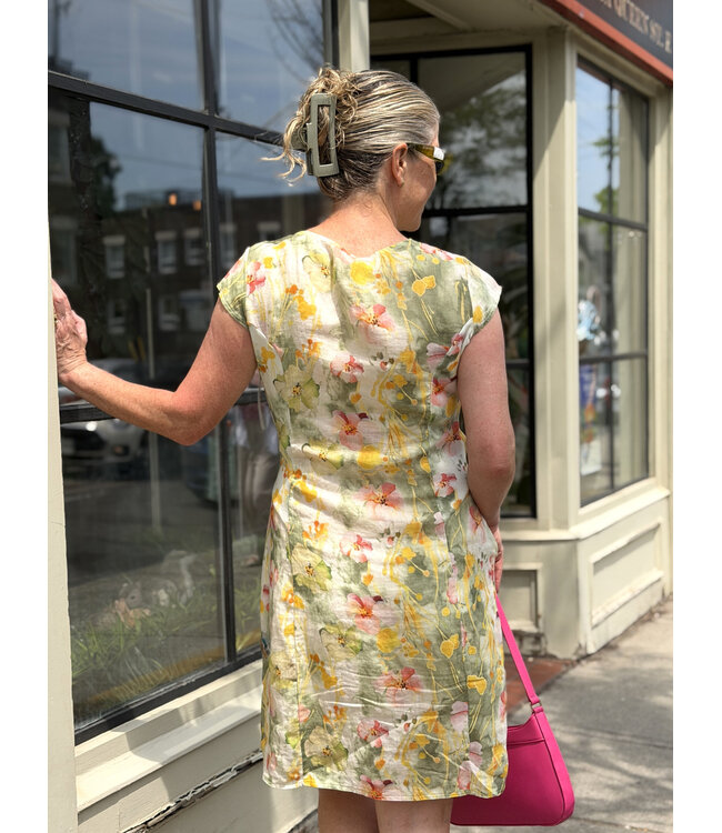 Linen Dress w/ Side Tie - Sage