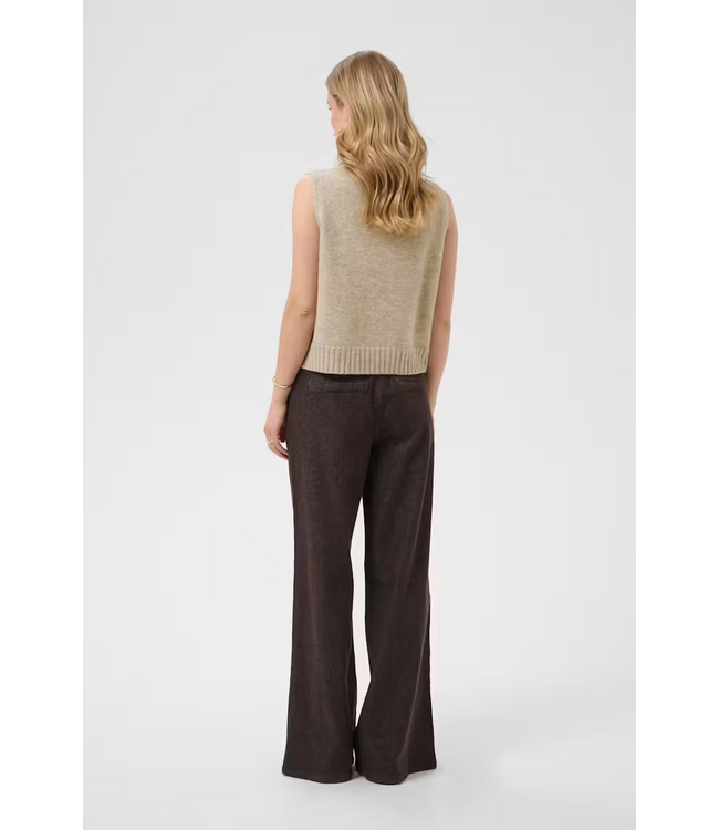 Cream Elsie Knit Slipover - Light Brown Lentil