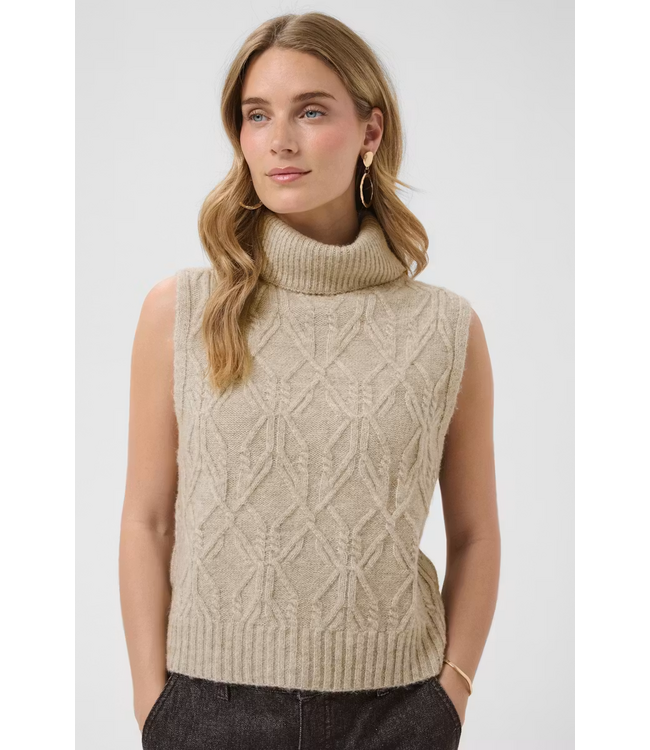 Cream Elsie Knit Slipover - Light Brown Lentil