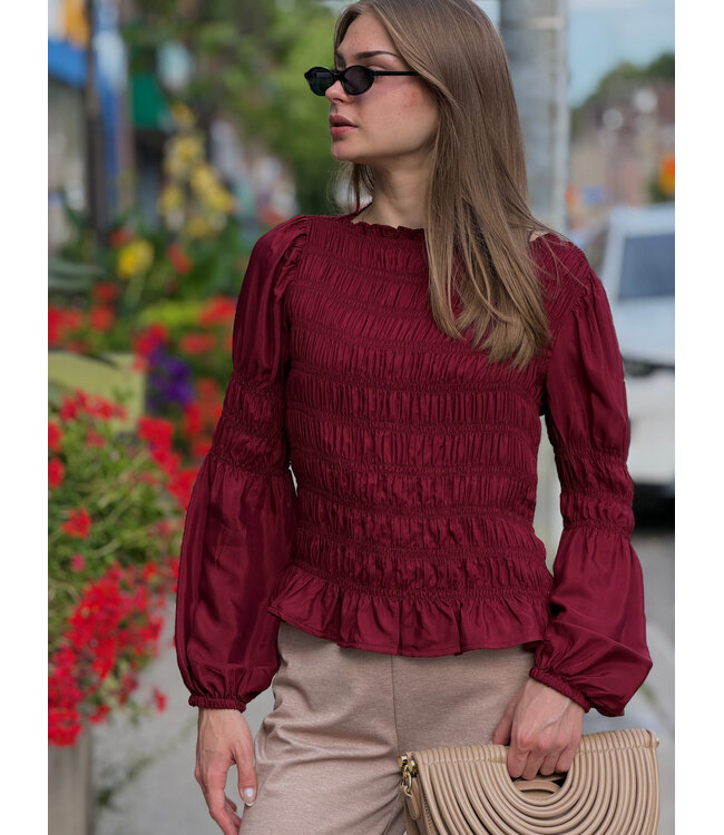 Cream Henva Blouse - Cabernet
