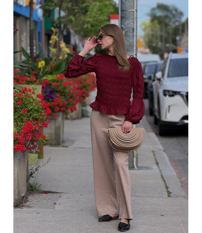 Cream Henva Blouse - Cabernet
