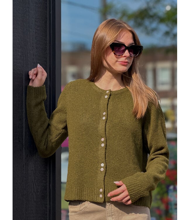 Fransa FRBela Cardigan - Fir Green Melange