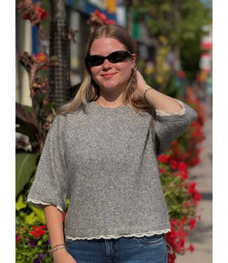 Cream Kibana Knit Pullover - Grey Melange