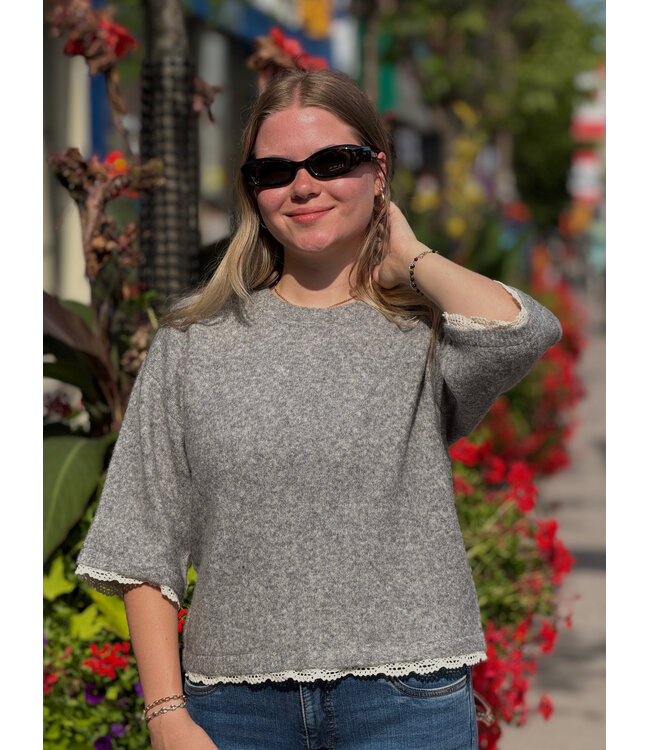 Cream Kibana Knit Pullover - Grey Melange