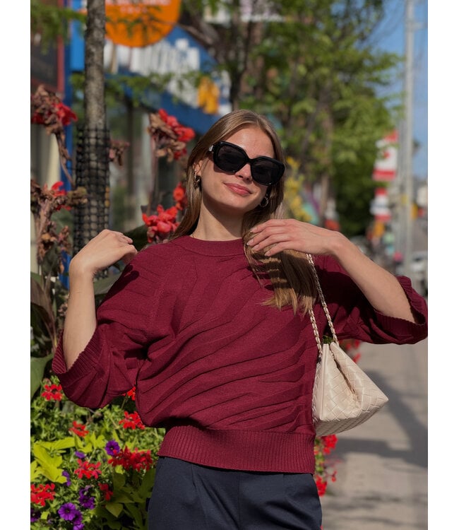 Cream Dela Knit Pullover - Cabernet