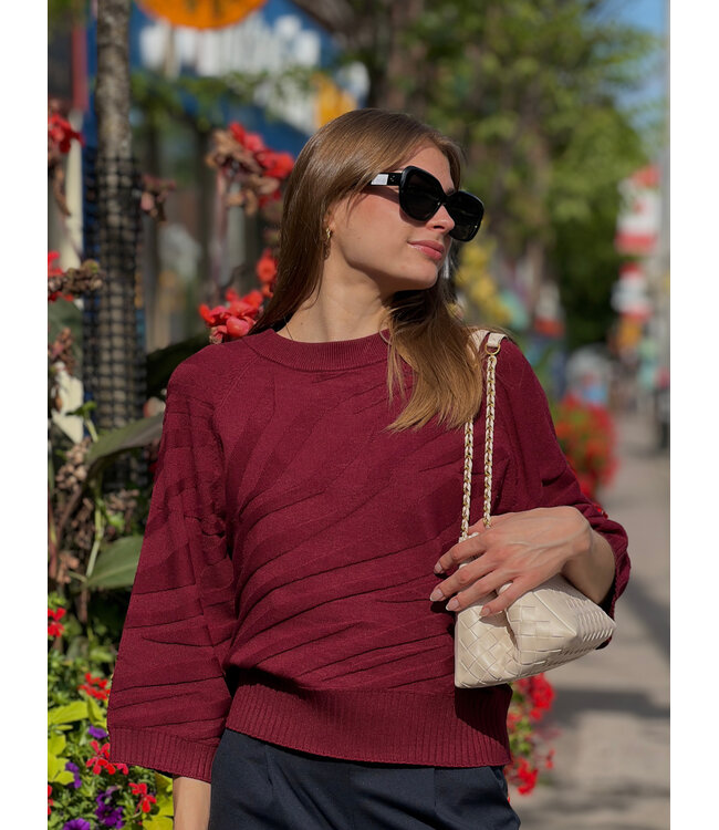 Cream Dela Knit Pullover - Cabernet