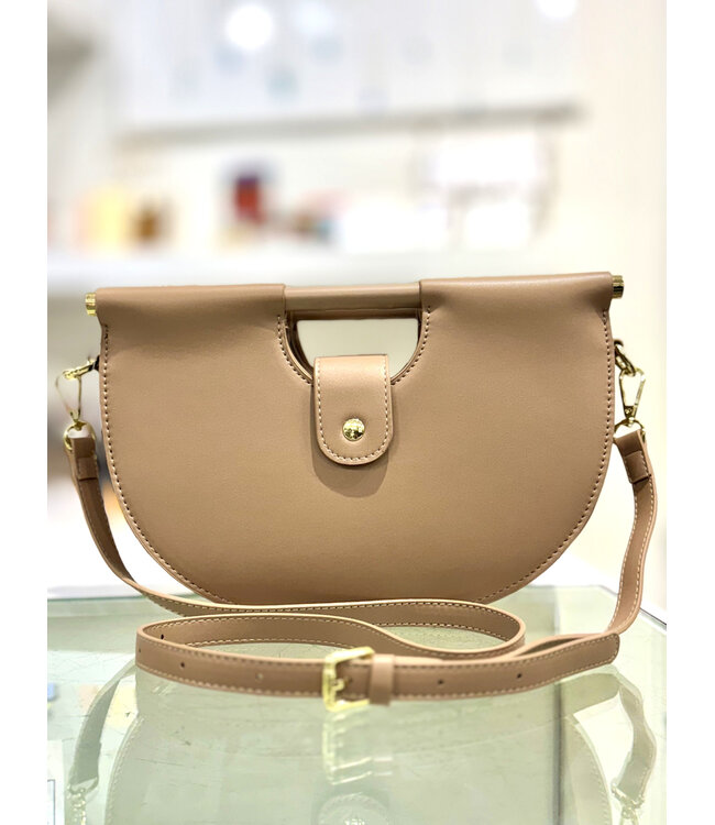 Half Moon  Crossbody Purse - Beige