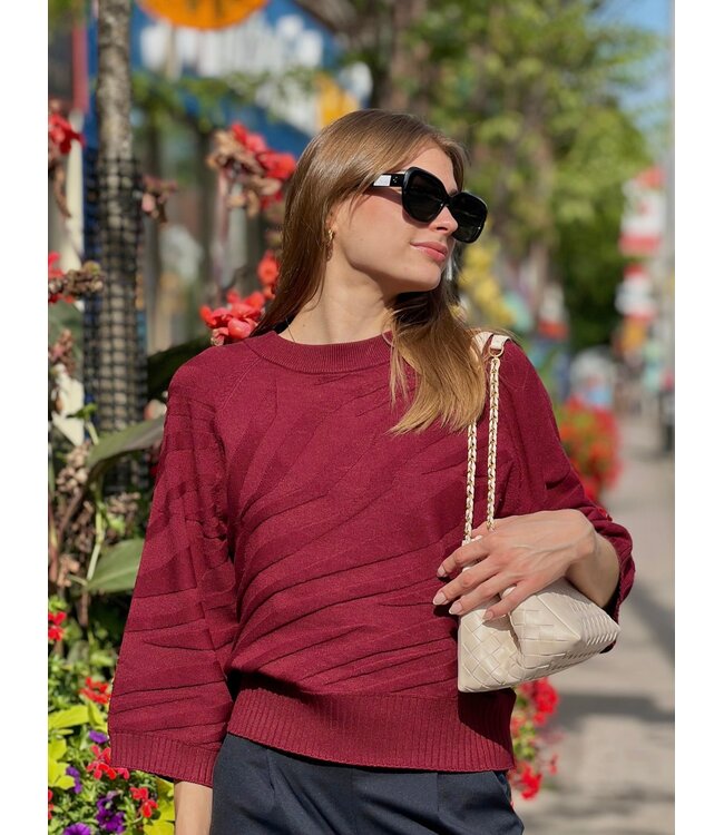 Cream Dela Knit Pullover - Cabernet