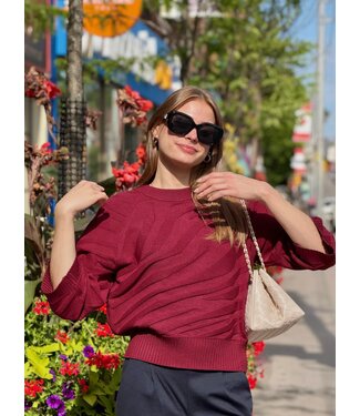 Cream Dela Knit Pullover - Cabernet