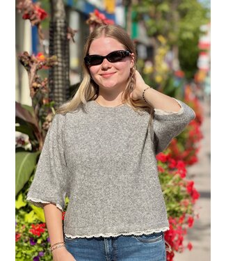 Cream Kibana Knit Pullover - Grey Melange