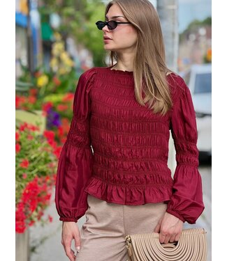 Cream Henva Blouse - Cabernet