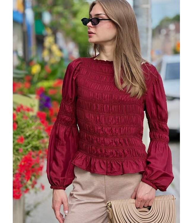 Cream Henva Blouse - Cabernet