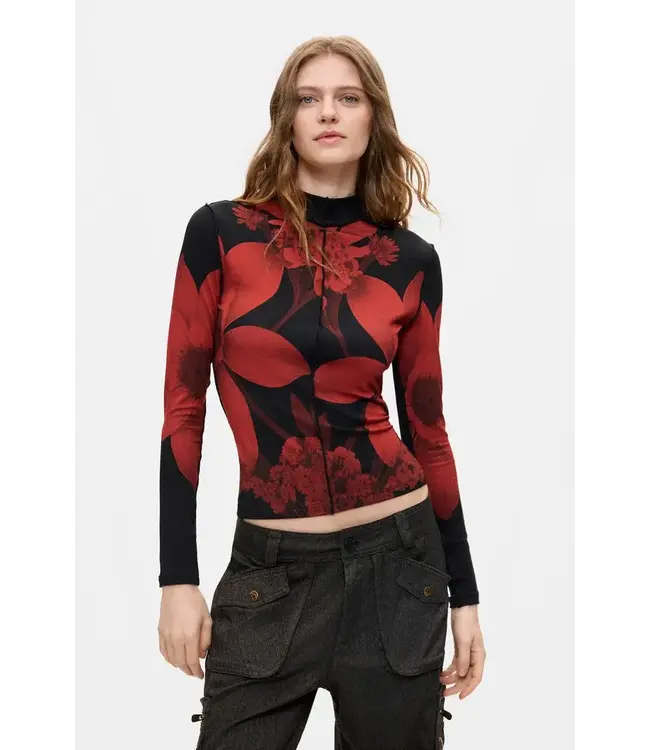 Desigual Floral Top - Black / Red
