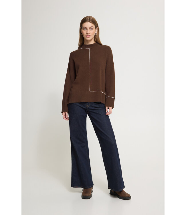 ICHI Ballia Fine Knit Sweater - Chicory Coffee