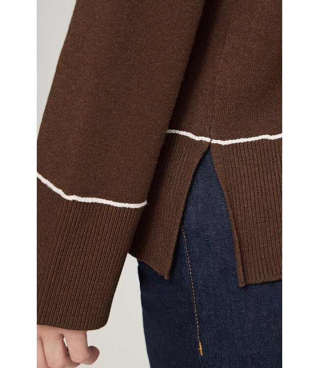 ICHI Ballia Fine Knit Sweater - Chicory Coffee