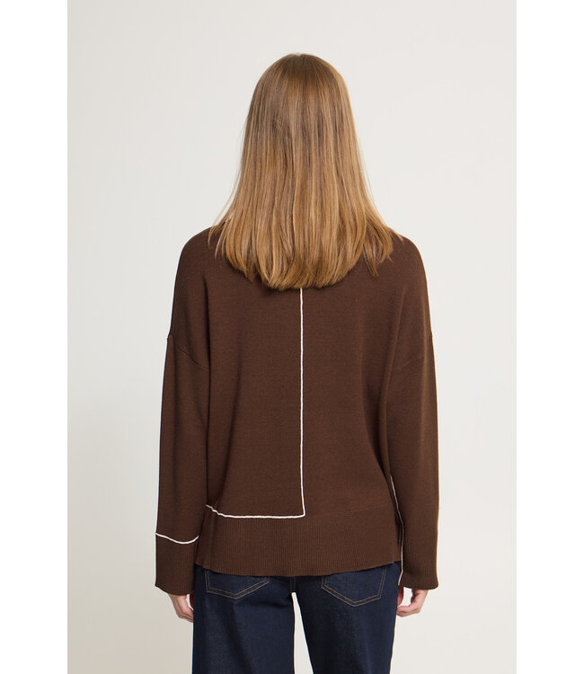 ICHI Ballia Fine Knit Sweater - Chicory Coffee