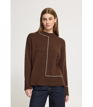ICHI Ballia Fine Knit Sweater - Chicory Coffee