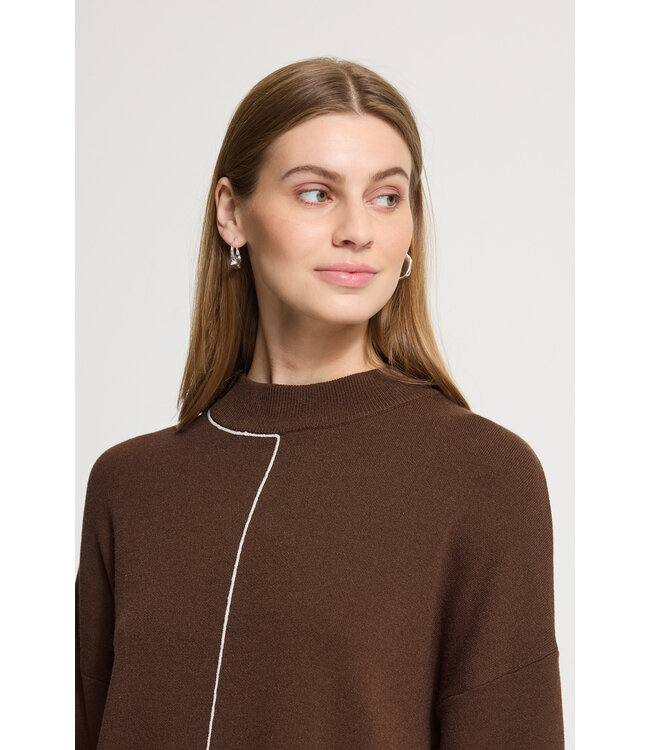 ICHI Ballia Fine Knit Sweater - Chicory Coffee