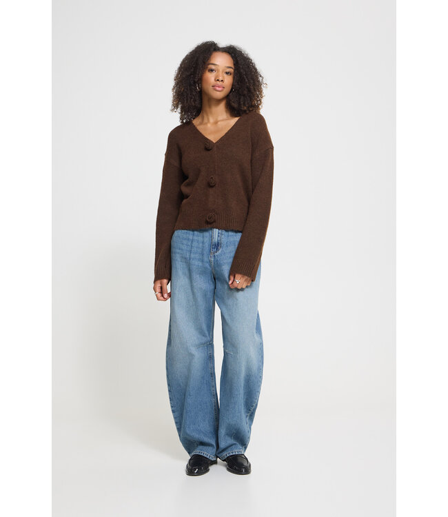 ICHI Povoke Cardigan - Coffee