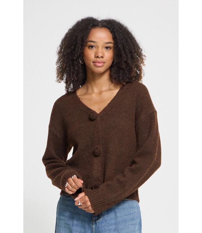 ICHI Povoke Cardigan - Coffee