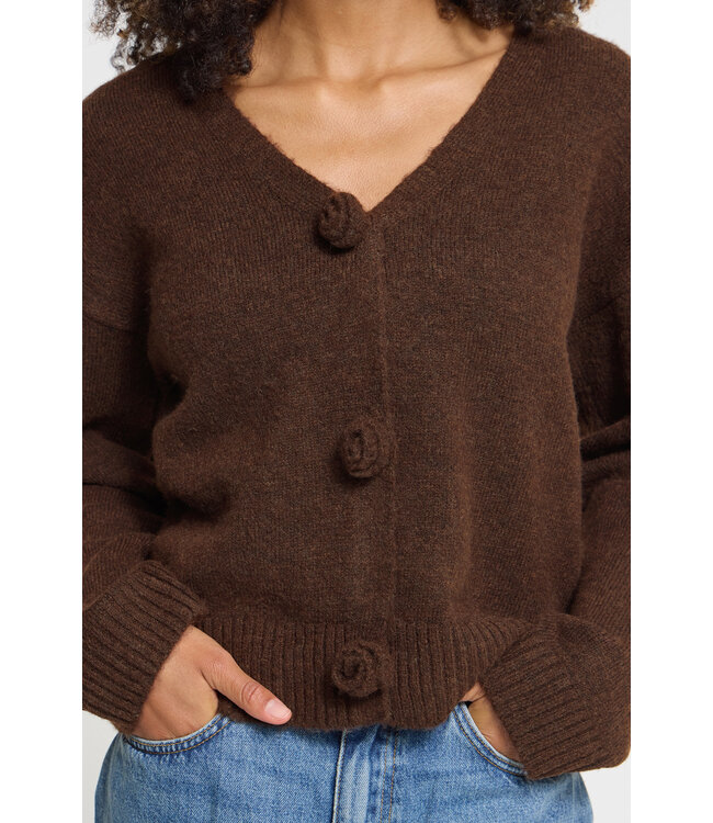 ICHI Povoke Cardigan - Coffee