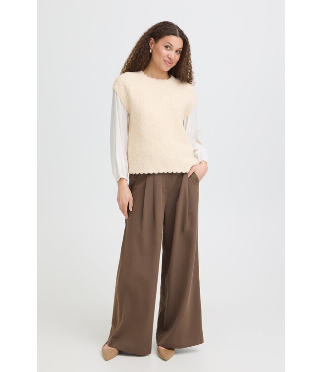Fransa Netty Vest - Oatmeal Melange