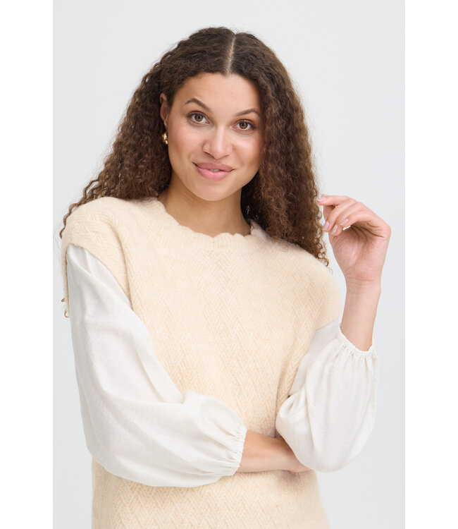 Fransa Netty Vest - Oatmeal Melange