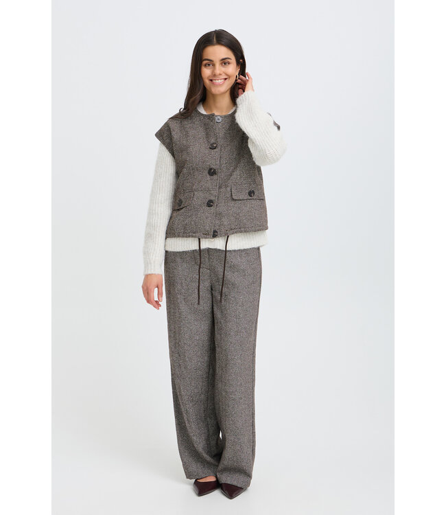 Fransa Vea Vest - Hot Fudge Herringbone