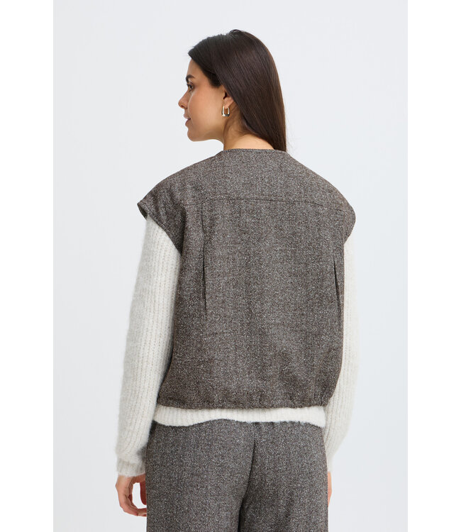 Fransa Vea Vest - Hot Fudge Herringbone