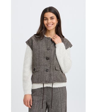 Fransa Vea Vest - Hot Fudge Herringbone