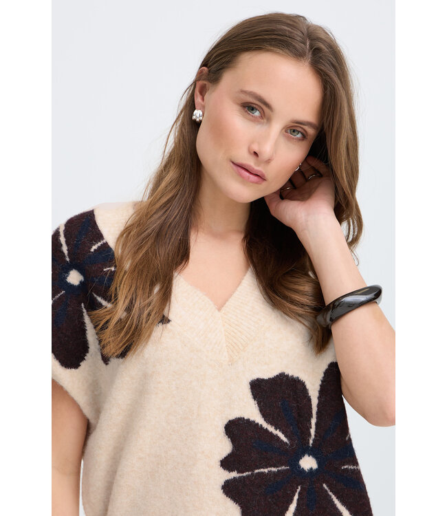 B. Young Byomea Knit Vest - Fig Mel Flower