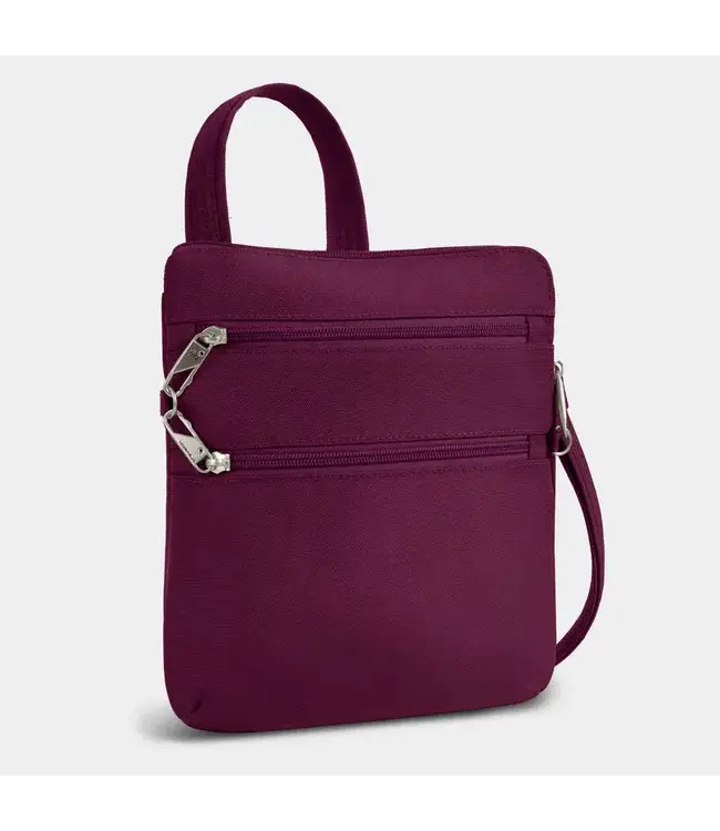 Travelon Anti-Theft Classic Slim Double Zip Crossbody - Burgundy