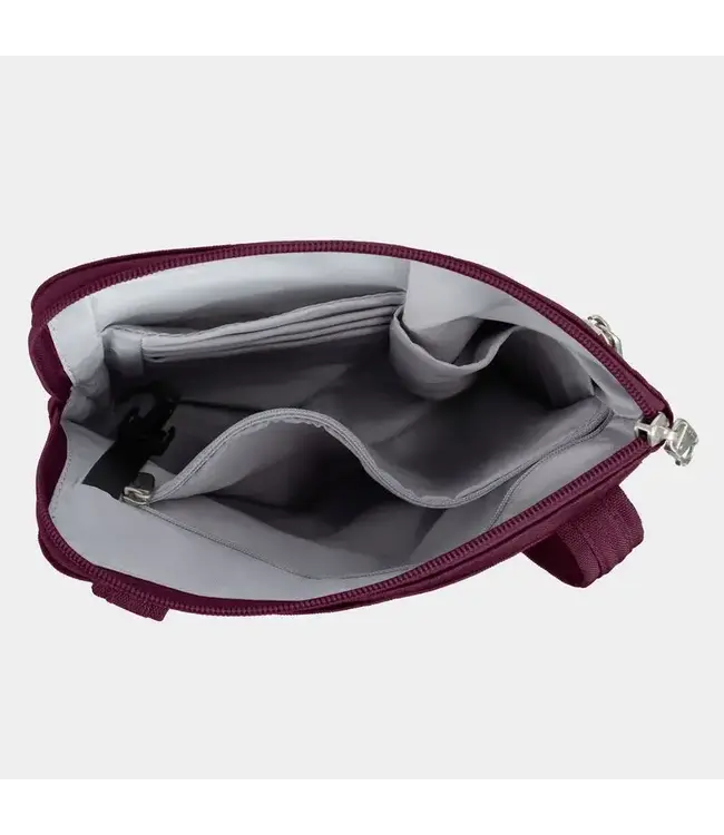Travelon Anti-Theft Classic Slim Double Zip Crossbody - Burgundy