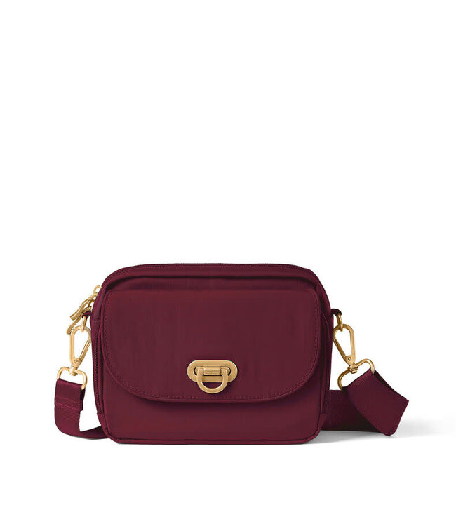 Baggallini Coastal Flip Lock Camera Crossbody Bag - Jam W/Gold Hardware