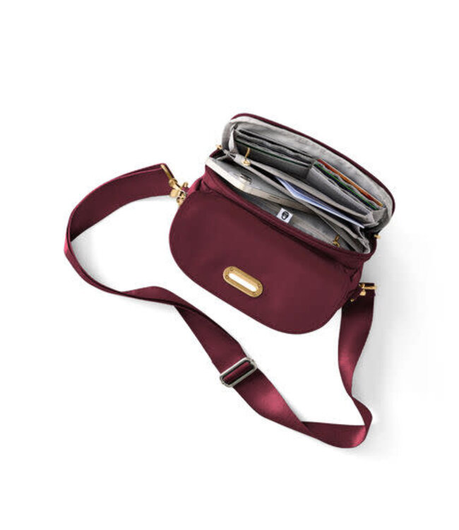 Baggallini Coastal Flip Lock Camera Crossbody Bag - Jam W/Gold Hardware