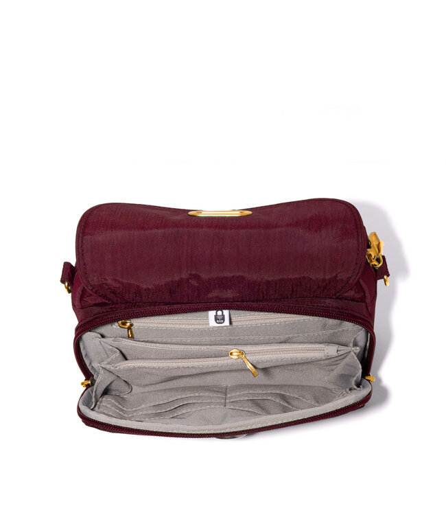 Baggallini Coastal Flip Lock Camera Crossbody Bag - Jam W/Gold Hardware