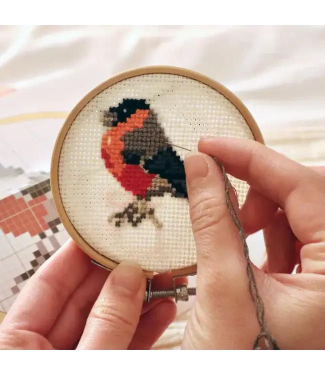 Kikkerland Design Inc. Mini Cross Stitch Embroidery Kit - Robin