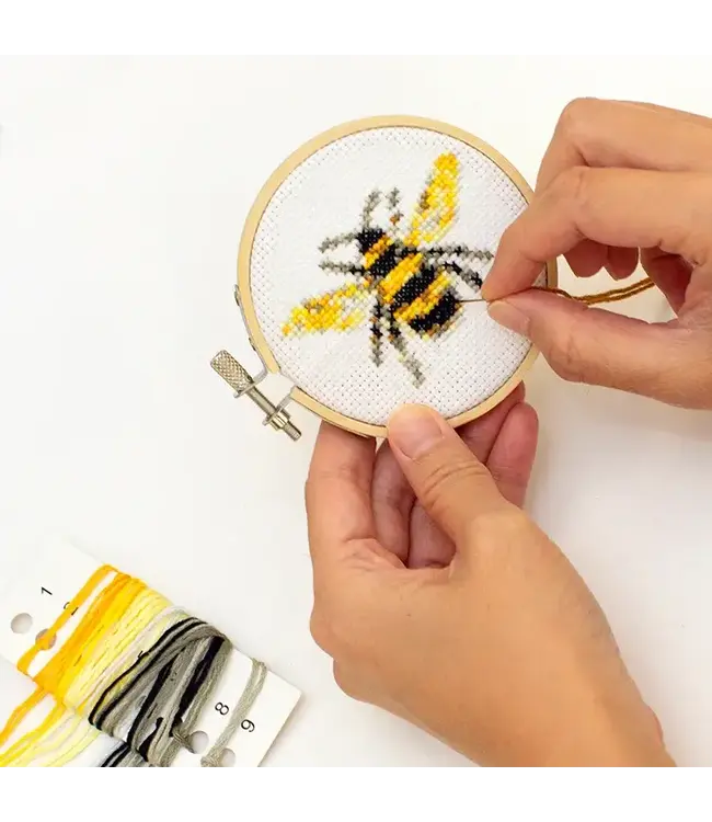 Kikkerland Design Inc. Mini Cross Stitch Embroidery Kit - Bee