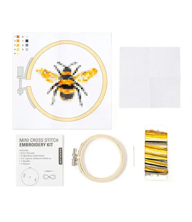 Kikkerland Design Inc. Mini Cross Stitch Embroidery Kit - Bee