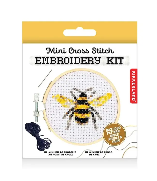 Kikkerland Design Inc. Mini Cross Stitch Embroidery Kit - Bee
