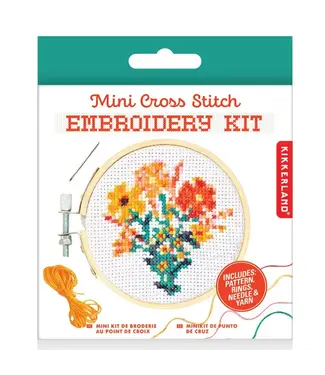 Kikkerland Design Inc. Mini Cross Stitch Embroidery Kit - Flowers