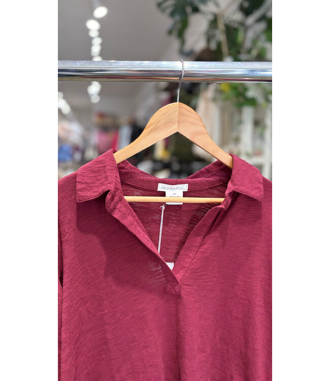 Mododoc Easy Polo Long Sleeve - Astroberry