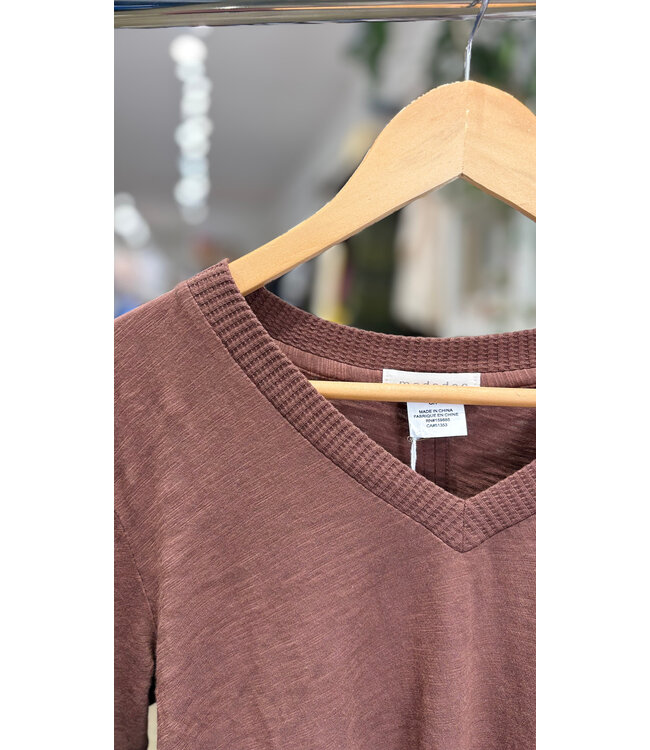 Mododoc Waffle Mix V-Neck Long Sleeve - Unearthed