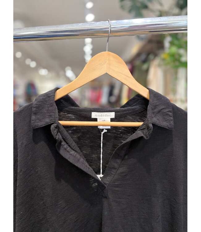 Mododoc Easy Polo Long Sleeve - Black